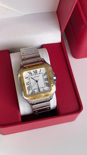ساعة كارتير رجالي فضي مع ذهبي مع الملحقات