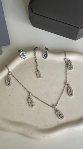 سلسال وحلق ميسيكا فضي