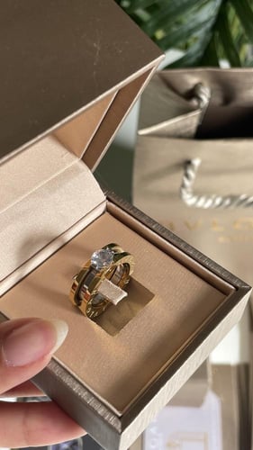 خاتم بلغاري ذهبي مع فضي