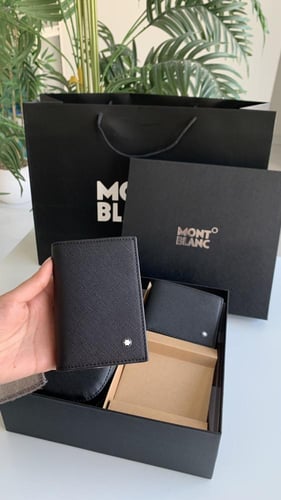 طقم مونت بلانك محفظة ومحفظه بطايق وشنطه يد مع المل...