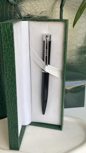 قلم رولكس اسود مع فضي مع الملحقات