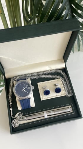 طقم ساعه وكبك وقلم ومسبحه رجالي