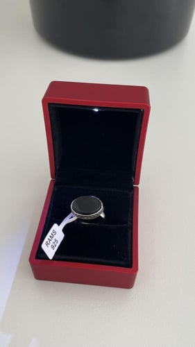 خاتم رجالي فضه 925 مع علبة مضيئة