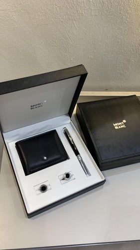 طقم مونت بلانك محفظه قلم وكبك مع علبه