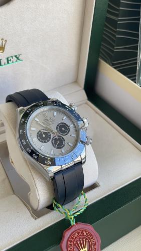 ساعة جلد اسود رولكس مع ملحقاتها