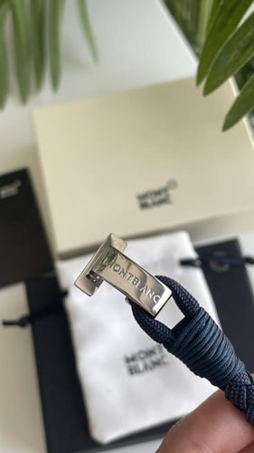 اسورة كحلي خيوط مونت بلانك حديده فضي مع علبة ودفتر