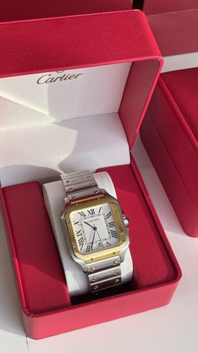 ساعة كارتير رجالي فضي مع ذهبي مع الملحقات