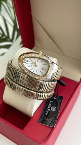 ساعة نسائية فضي مع ذهبي