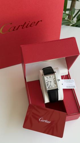 Cartier men's watch black leather with accessories