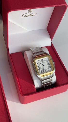 ساعة كارتير رجالي فضي مع ذهبي مع الملحقات