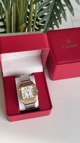ساعة كارتير رجالي فضي مع ذهبي مع الملحقات