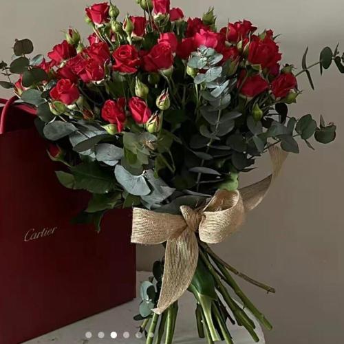 باقه ورد بيبي روز لون احمر طبيعي