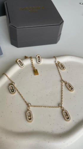 سلسال وحلق ميسيكا ذهبي