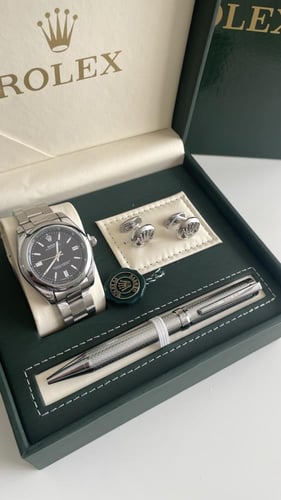 ‏طقم رولكس ساعة كبك قلم مع العلبةوالكيس