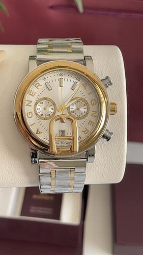 ساعة اقنر رجاليه فضي مع ذهبي مع ملحقاته