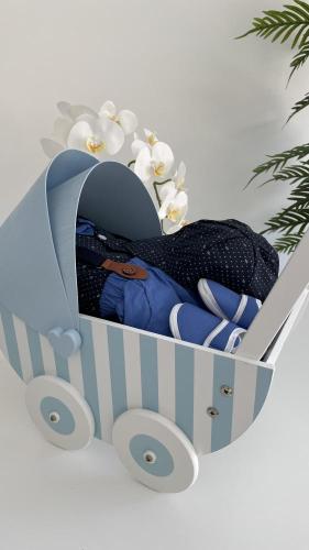 عربية مواليد اولاد مع طقم ملابس