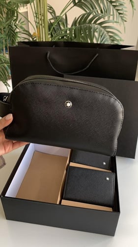 طقم مونت بلانك محفظة ومحفظه بطايق وشنطه يد مع المل...