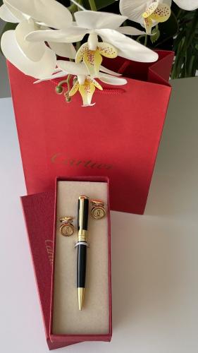 قلم وكبك كارتير ذهبي واسود مع ملحقاته