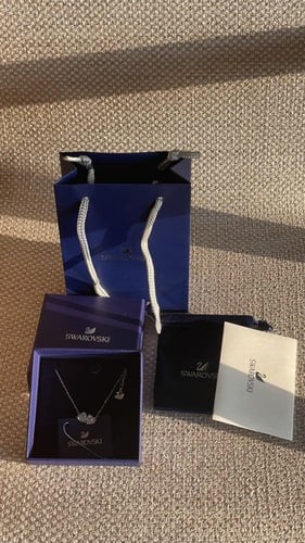 سلسال قلبيين فضي سوارفسكي