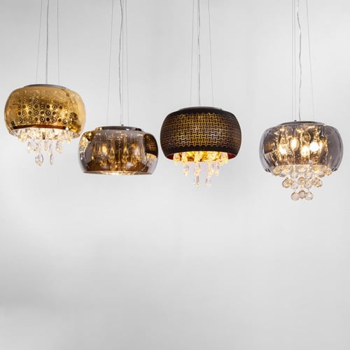 ثريا علاقي دائرية كلاسيك بلون ذهبي مزخرف