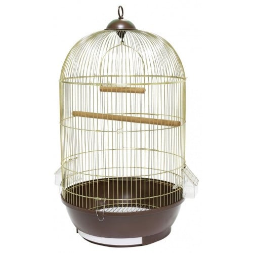 قفص طيور دائري طويل ذهبي