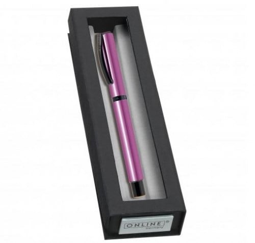 قلم حبر اسود مطلي بالكروم (لون وردي ) ONLINE