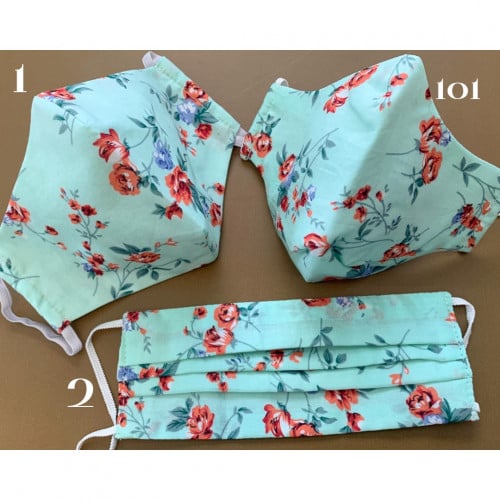 كمامة قماشيه لون تيفاني مشجره رقم #62