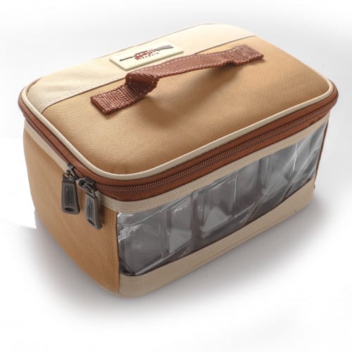 شنطة علب بهارات شفاف عدد 6 قطع قماش بوليستر رملي