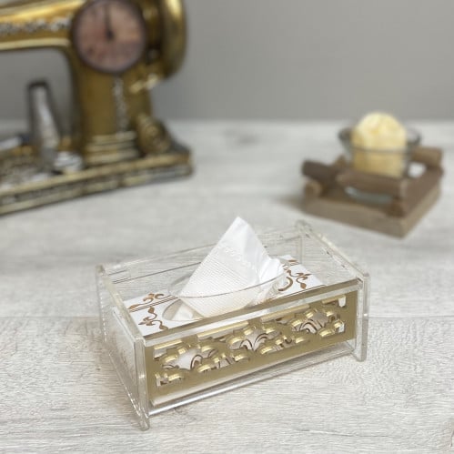 علبة مناديل صغيرة ذهبي