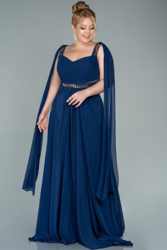 فستان سهرة شيفون بتطعيمات مذهبة