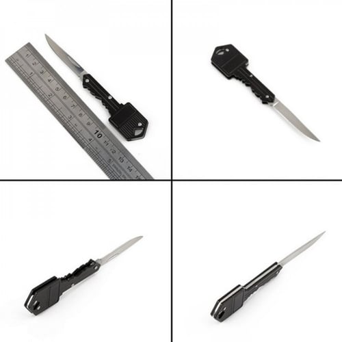 سكين للتخييم والرحلات على شكل مفتاح معدني