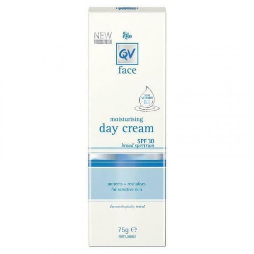 Qv, كيوفي كريم مرطب نهاري 75 جم للبشرة الحساسة +30