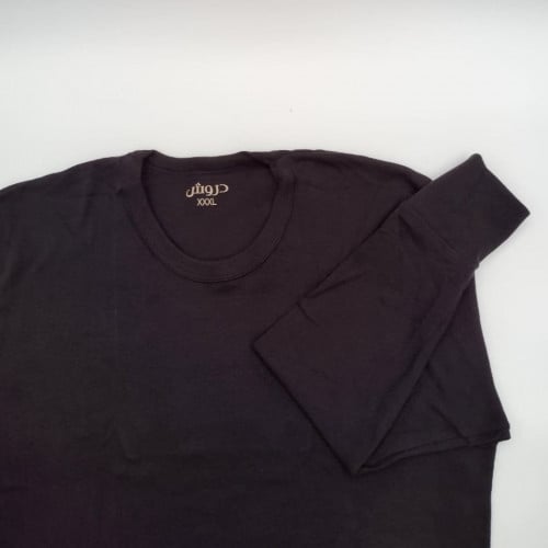 بيجامة كم طويل شتوي رجالي - دروش أسود قطن