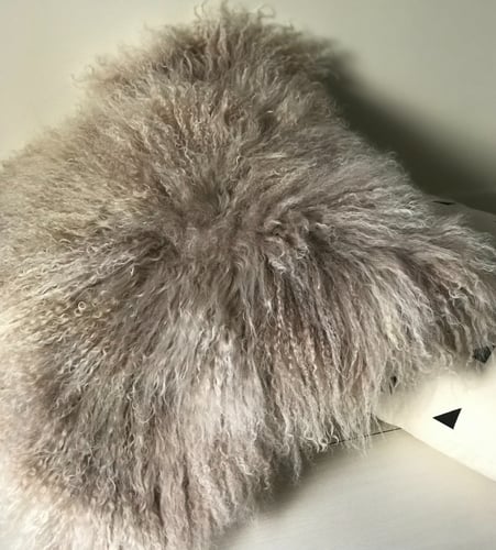 غطاء وسادة فرو طبيعي 100% موكا رمادي