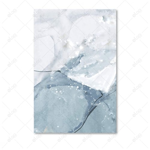 لوحات فن تجريدي درجات اللون الأزرق على خلفية بيضاء