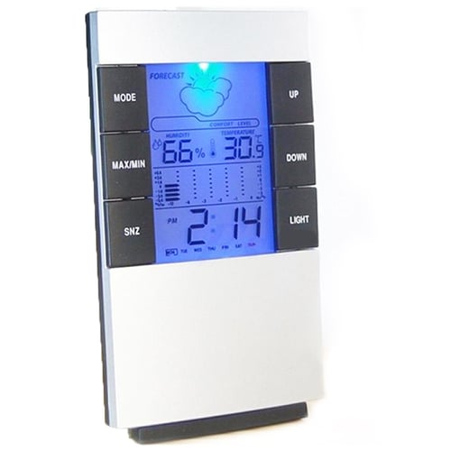 ساعة ومنبه بميزان لدرجة الحرارة والرطوبة