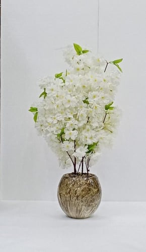 شجرة ورق ربيع مع مركن سيراميك ارتفاع 80 سم