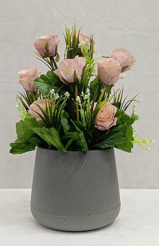 شجرة ورد مع حوض بلاستيك الارتفاع 40 سم العرض 25 سم