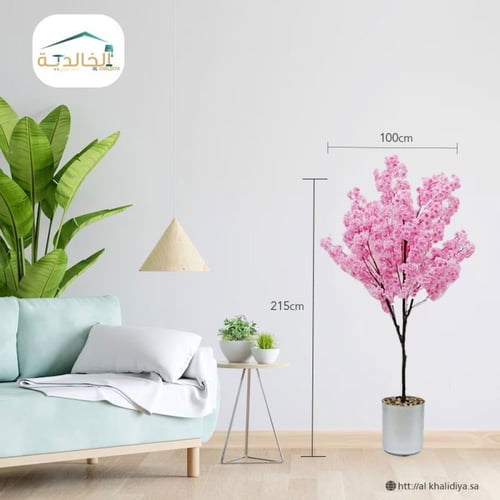 شجرة ورق شجر ورد مع مركن فيبر ارتفاع 215 سم عرض ال...