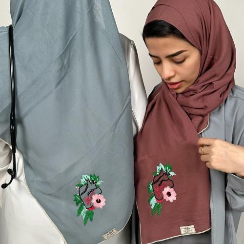 طرحة بوال طبقتين باللون Rusty Rose Brown بتصميم ال...