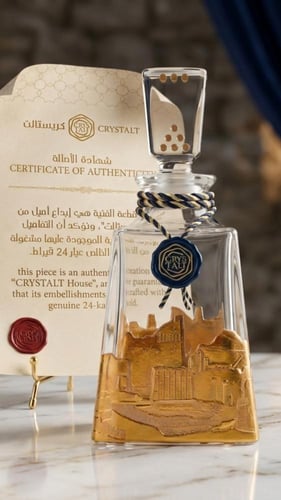 صندوق جلدي سداسي فاخر مع كريستالة موديل المصمك