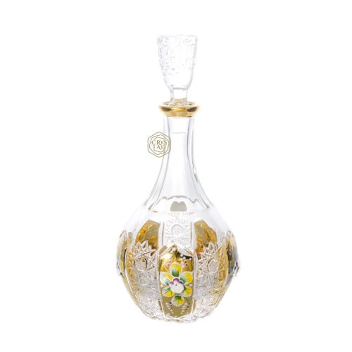 عبوة فاخرة من كريستال بوهيمي مع تذهيب ورسم صناعة ي...