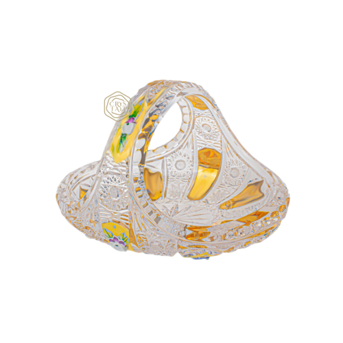 سلة كريستال بوهيمي مذهبة مع رسم حجم صغير صناعة تشي...