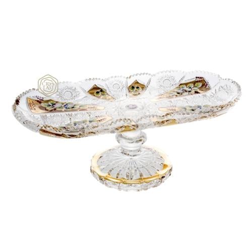 ستاند حلى بيضاوي فاخر من كريستال بوهيمي مع تذهيب و...