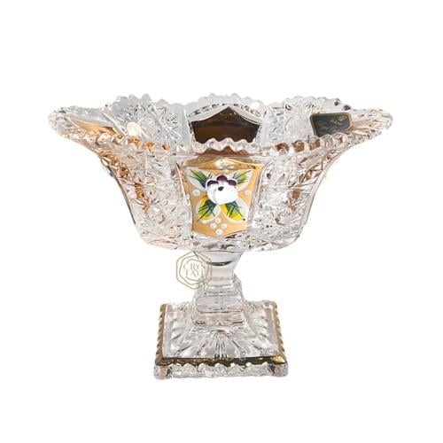 فازة بيضاوي صغير جدا من كريستال بوهيمي مع تذهيب ور...