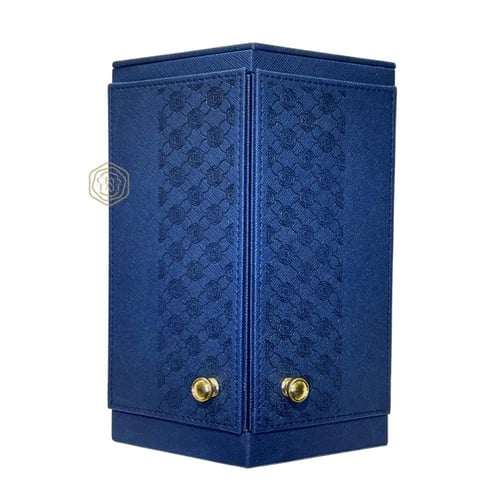 صندوق جلدي سداسي فاخر مع كريستالة موديل المصمك