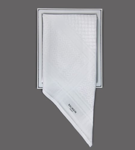 شماغ بالمان ابيض 2024 Balmain ختم اسود