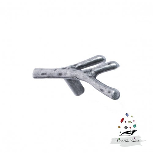 327 - مقبض فرع شجرة صغير فضي ( قطعتين )