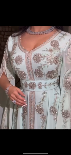 قفطان شك يدوي تركوازي سماوي