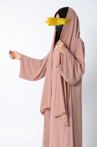 عباية دبل شيفون وردي